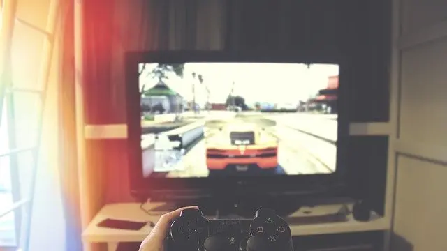 Ilustrasi anak sedang bermain video game