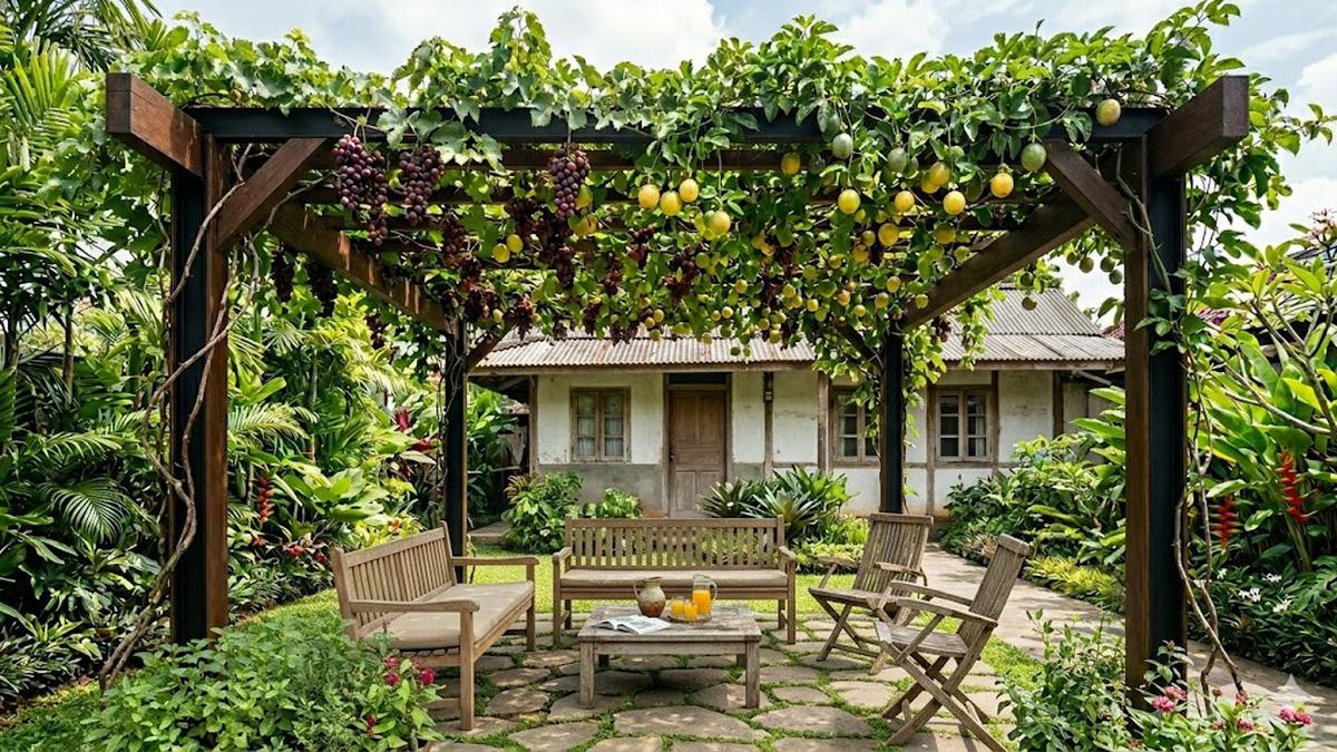 7 Ide Pergola Sederhana untuk Tanaman Buah Rambat yang Estetik dan Mudah Ditiru