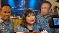 Ketua Umum Asosiasi Pengusaha Indonesia (APINDO), Shinta W. Kamdani, saat ditemui di kantor APINDO, Jakarta, Selasa (29/7/2025). Shinta berkomentar mengenai rojali dan rohana.