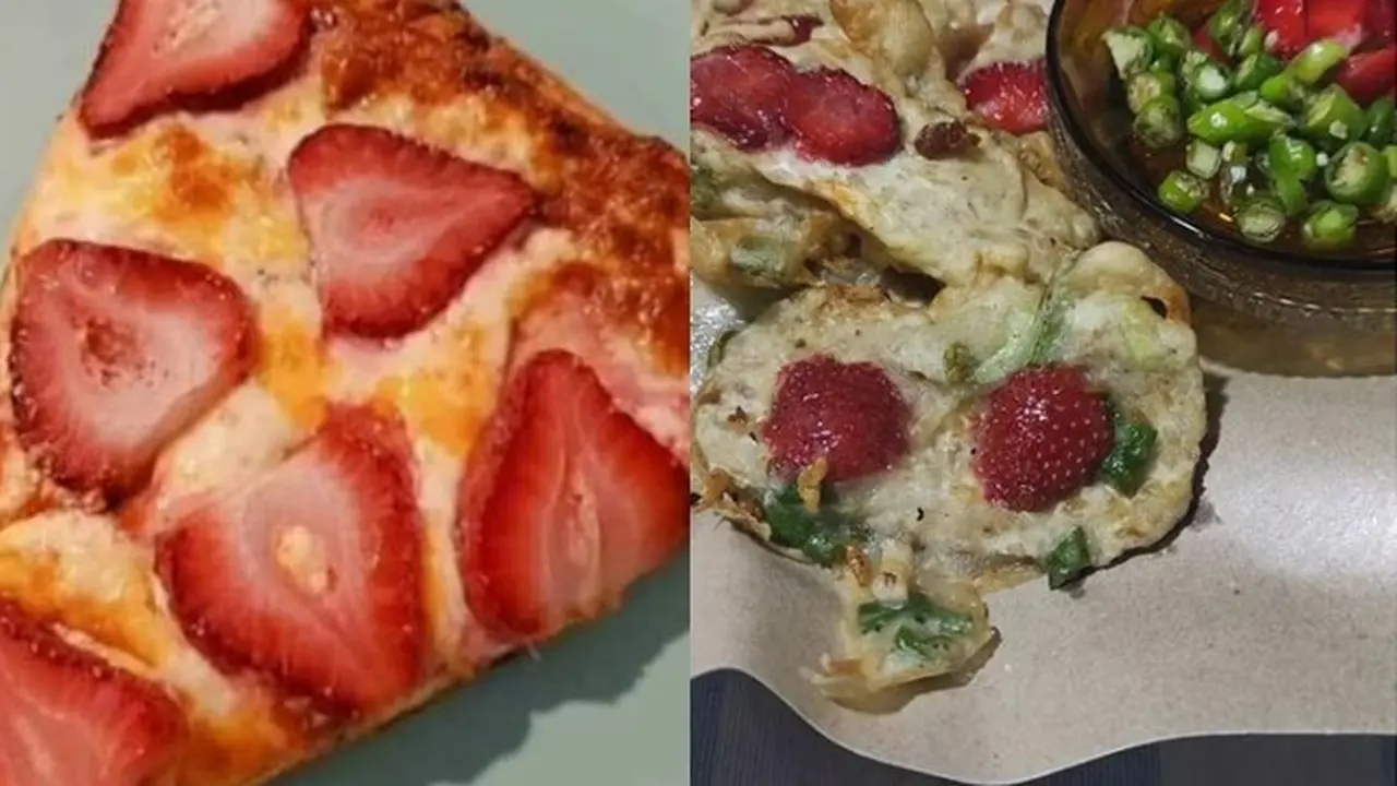 6 Potret Makanan Topping Stroberi Ini Nyeleneh Banget, Kocak