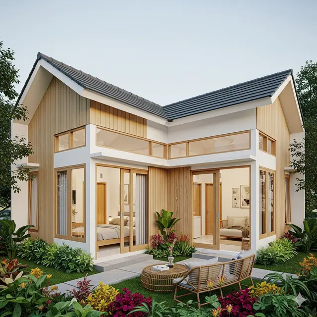 Model L-Shape dengan Taman Sudut