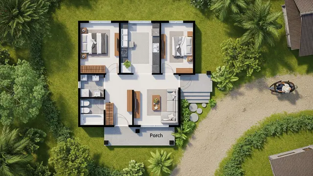 Model Rumah Industrial Sederhana dengan Sentuhan Alam