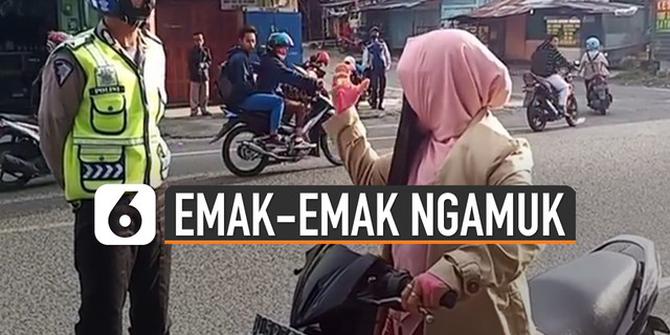 VIDEO: Viral Emak-Emak Ngamuk Saat Ditegur Polisi