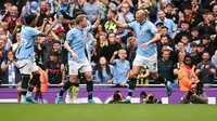 Selebrasi Manchester City saat Haland menjebol gawang Brentford di arena Liga Inggris (AFP)