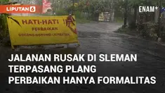 Jalan Pokoh Meces, Umbulmartani, Ngemplak, Sleman dipasang plang PU sejak 2 minggu. Belum ada tindak lanjut perbaikan meski sudah memakan banyak korban