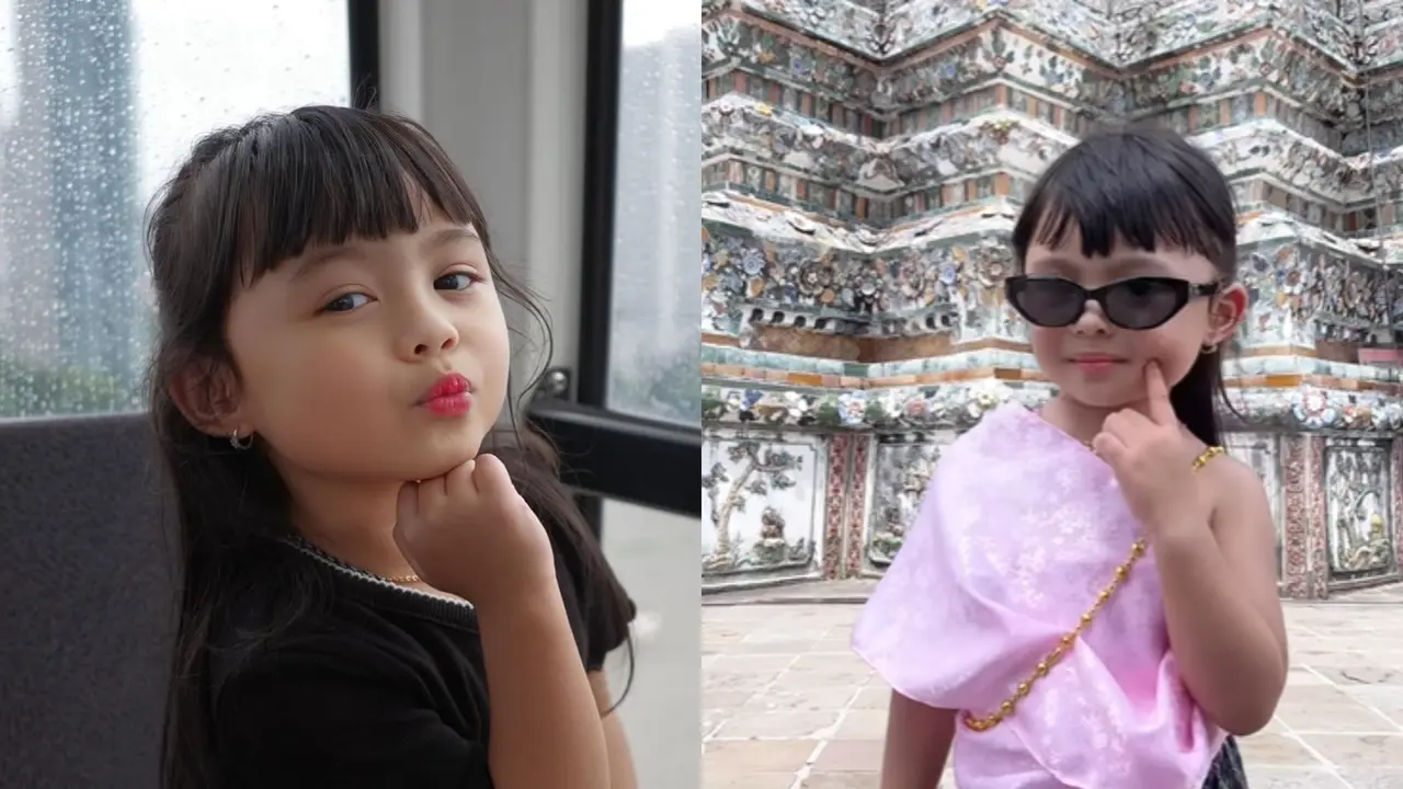 Pose Centil Ameena Atta, Putri Aurel Hermansyah yang Sudah Pintar Bergaya dengan Bibir Merona