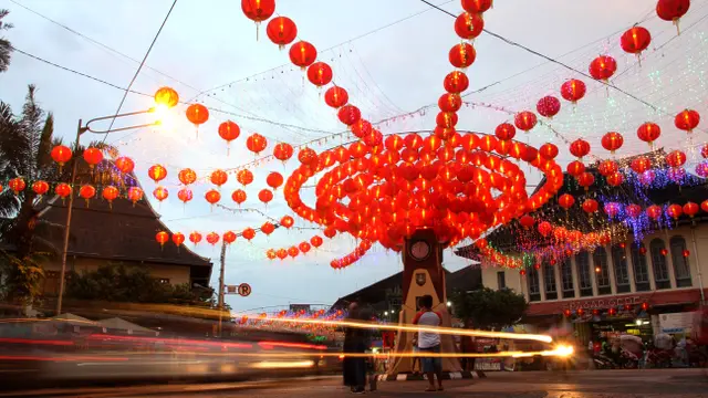 Lampion Imlek di Pasar Gede