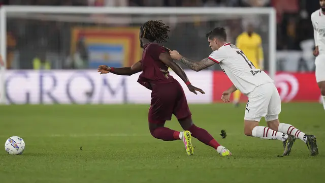 Duel AS Roma vs AC Milan di Olimpico, Senin (19/05/2025) dini hari WIB. Alfredo Falcone/LaPresse via AP Photo.