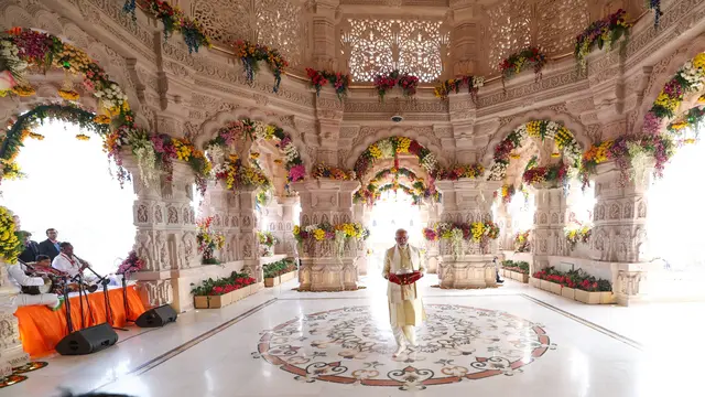 Perdana Menteri India Narendra Modi saat peresmian Kuil Ram di Kota Ayodhya.