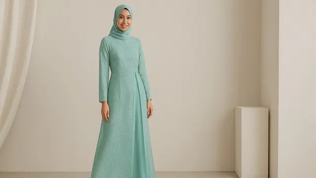 Rekomendasi Gamis Brokat Belah Samping yang Sedang Tren di 2025/Ilustrasi gambar oleh AI