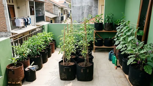 Ide Kebun Sayur untuk Rumah Kontrakan yang Tidak Boleh Dibongkar (AI Generated)
