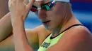 Atlet renang wanita Hungaria, Katinka Hosszú mempersiapkan diri memulai balapan renang 100 m gaya punggung di Aquatics World Champions, Kazan, Rusia, Senin (3/8/2015). Gelaran ini dimulai pada 24 Juli - 9 Agustus 2015 di Rusia. (REUTERS/Michael Dalder). 