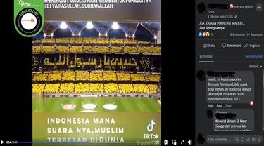 Gambar Tangkapan Layar Video yang Diklaim Liga Jerman Memperingati Maulid Nabi Muhammad SAW (sumber: Facebook).