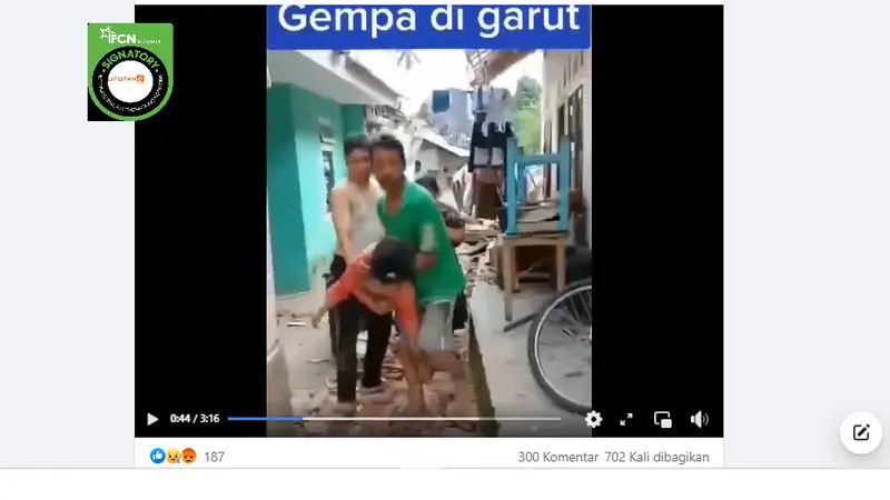 Tangkapan layar penelusuran klaim video kondisi terkini gempa Garut