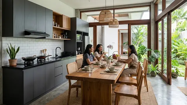 Ide Ruang Makan Minimalis yang Menyatu dengan Dapur (AI Generated)