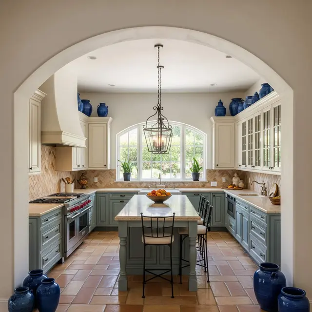 Desain Dapur Modern Klasik dengan Kitchen Set Bentuk U