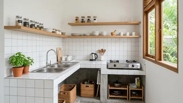 Inspirasi Dapur Minimalis 3x2 Tanpa Kitchen Set Mahal