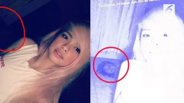 Seorang gadis Filipina temukan sosok menyeramkan saat selfie sendirian di kamarnya pada tengah malam.