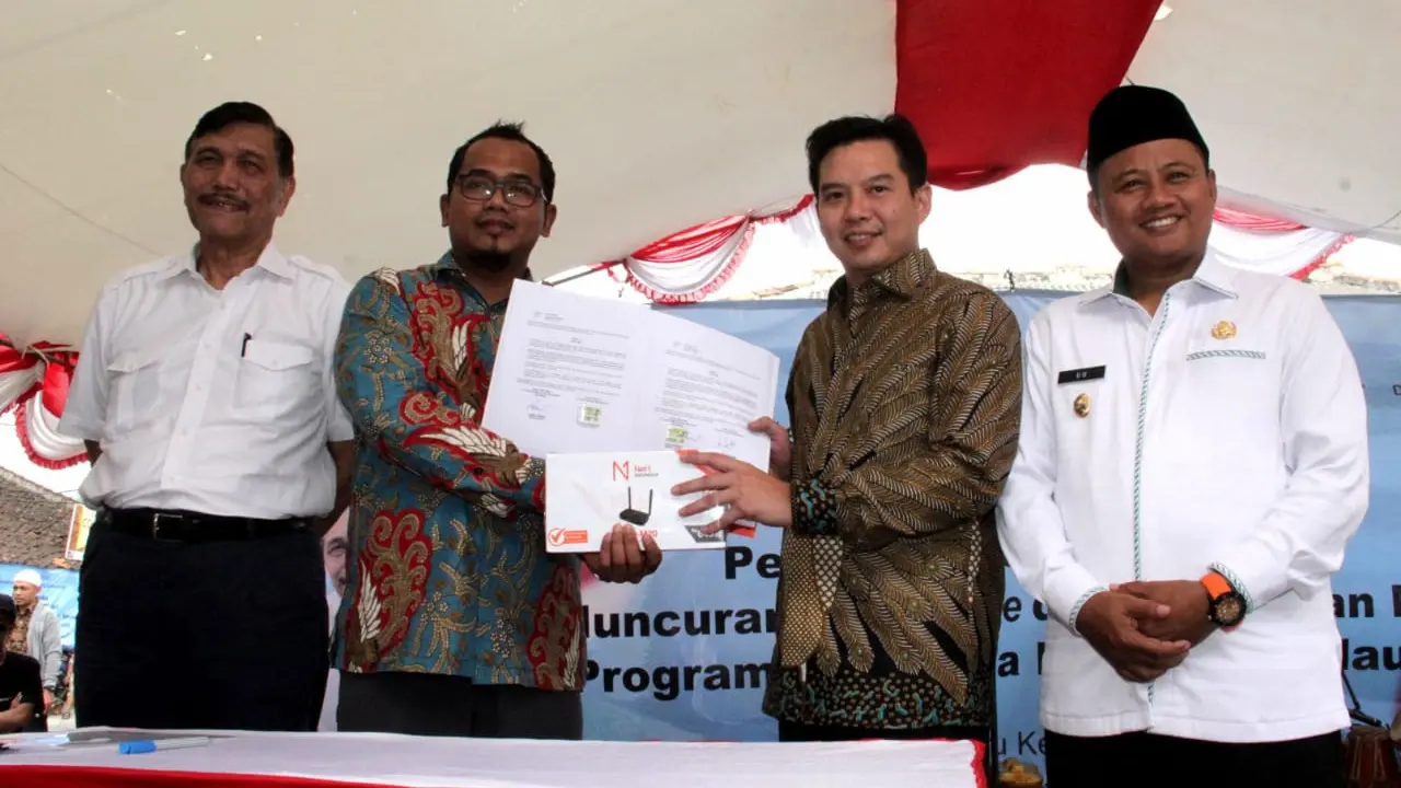 Menteri Koordinator Bidang Kemaritiman Luhut Binsar Panjaitan saat peluncuran FishOn