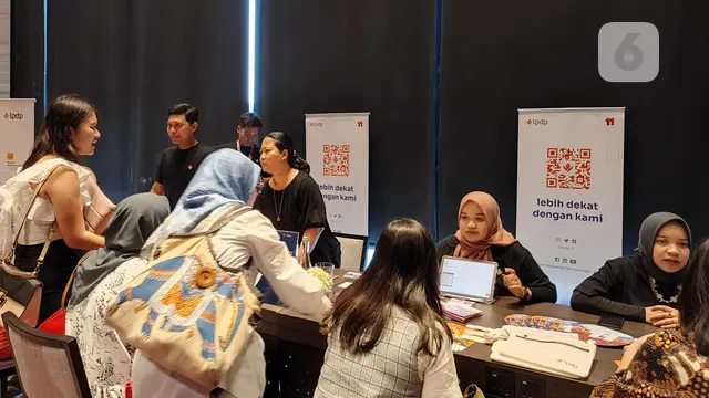 Booth Lembaga Pengelola Dana Pendidikan (LPDP) dalam pameran pendidikan pascasarjana yang diselenggarakan Kedubes AS