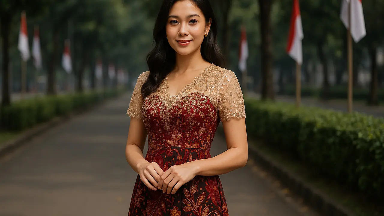 7 Model Midi Dress Batik Kombinasi Brokat untuk Non Hijab Modern Tema Hari Kemerdekaan, Tampil Anggun dan Patriotik