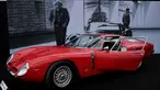 Mobil Iso Grifo A3-C 1964 yang merupakan milik bintang rock asal Prancis Johnny Hallyday dipamerkan sebelum dilelang di Paris, Prancis (6/2). Mobil mewah berwana merah ini akan dilelang oleh rumah lelang RM Sotheby. (AFP/Stephane De Sakutin)