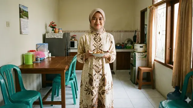 Gamis Batik Pastel Motif Lembut
