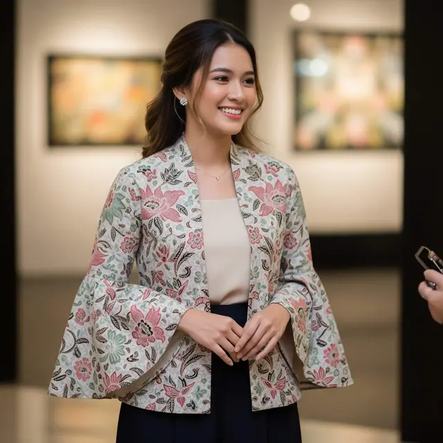Outer Batik Wanita Pendek Motif Etnik untuk Gaya Santai Formal