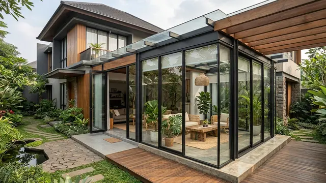 Desain Rumah dengan Teras Tertutup Kaca: Gemini AI