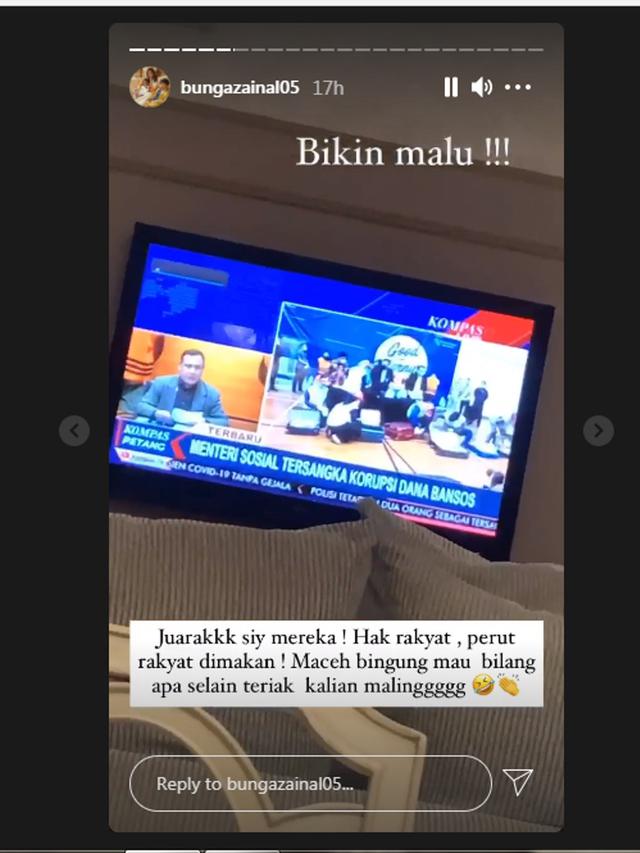 Bunga Zainal Komentari kasus Korupsi yang menjerat Mensos Juliari