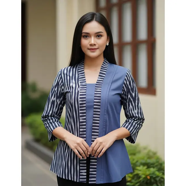 Model Baju Lurik Ikat (Image by Gemini AI)