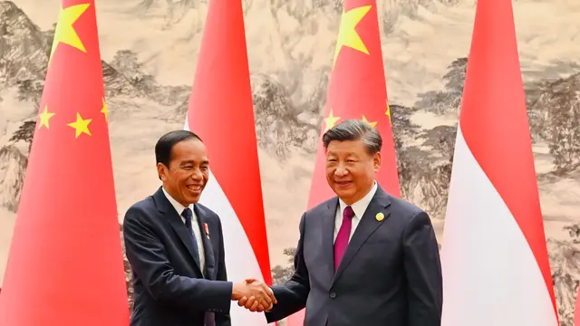 Presiden Joko Widodo atau Jokowi dan Presiden China Xi Jinping di Great Hall of The People, Beijing, China, Selasa, 17 Oktober 2023 (Biro Pers Sekretariat Presiden)
