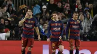 Lionel Messi, Luis Suarez, dan Neymar (AFP/Josep Lago)