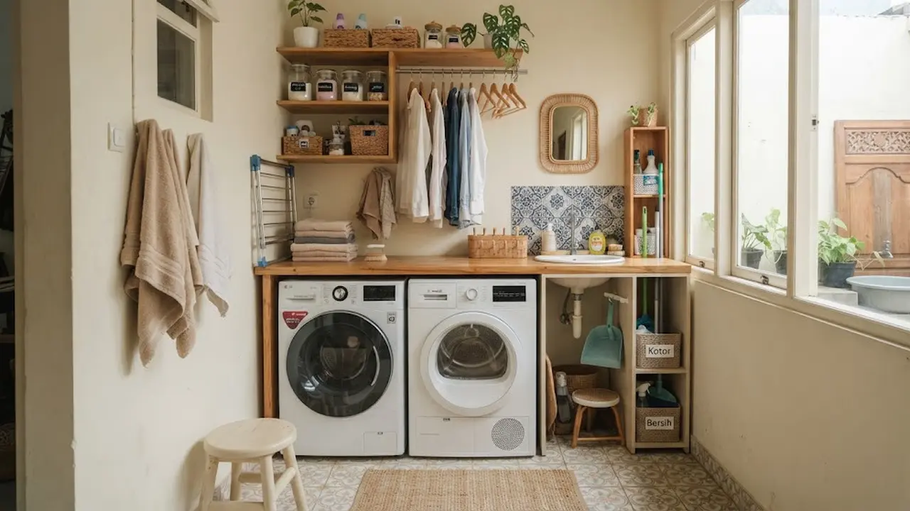 Inspirasi laundry kecil di rumah tanpa banyak renovasi sehingga jadi ruang cuci anti sempit