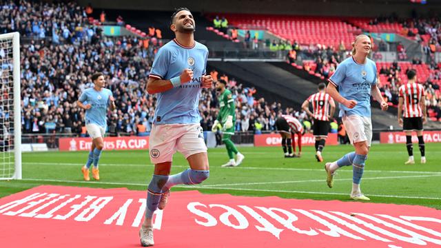 Foto: Riyad Mahrez Bawa Manchester City Melaju ke Final Piala FA, Ceploskan Hattrick ke Gawang Sheffield United