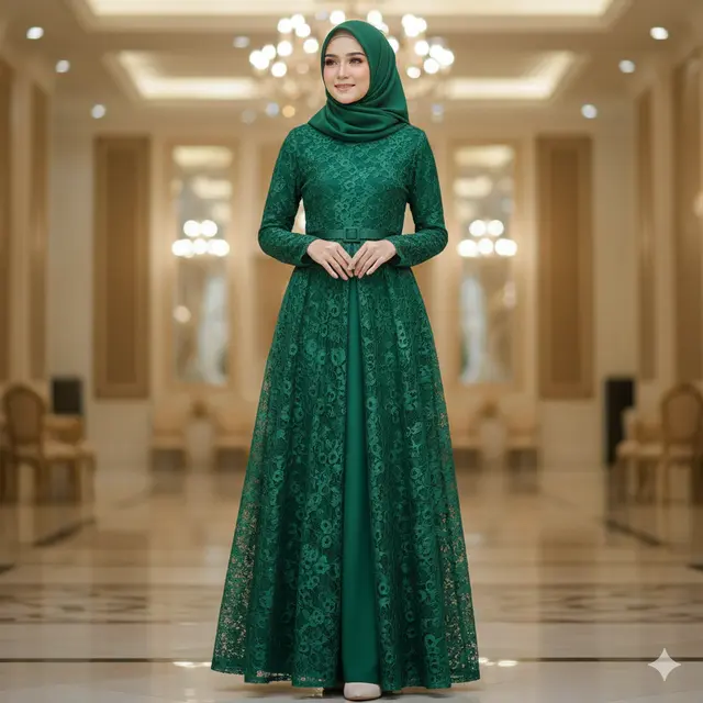 8 Model Gamis Full Brokat Terbaru, Desain Mewah dengan Potongan Modern