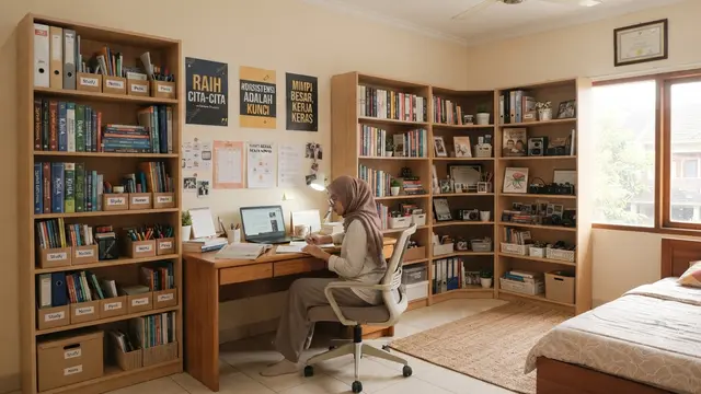 Rak Buku Berbentuk Huruf L untuk Kepribadian yang Suka Mengerjakan Banyak Hal