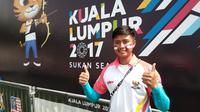 Pepanah andalan Indonesia, Riau Ega Agatha, bertekad mempersembahkan emas dari nomor recurve beregu campuran SEA Games 2017, Selasa (22/8/2017). (Liputan6.com/Cakrayuri Nuralam)