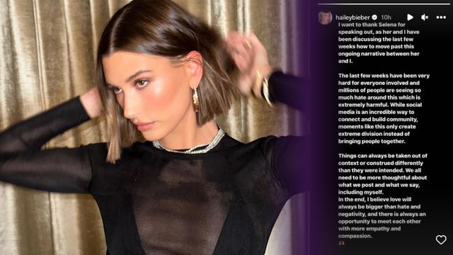 Hailey Bieber beri respon dan berterima kasih ke Selena Gomez lewat Instagram Stories. (Instagram: @haileybieber)