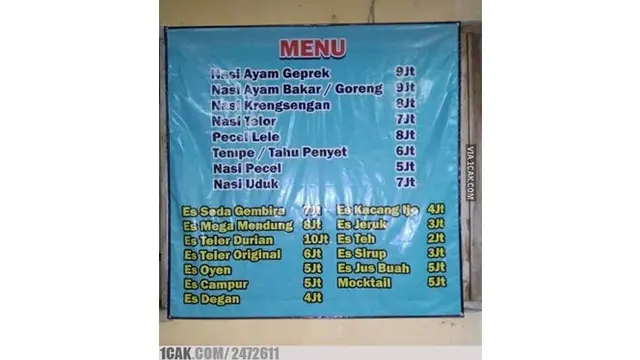6 Informasi Menu Jualan Salah Tulis Harga Ini Bikin Tepuk Jidat