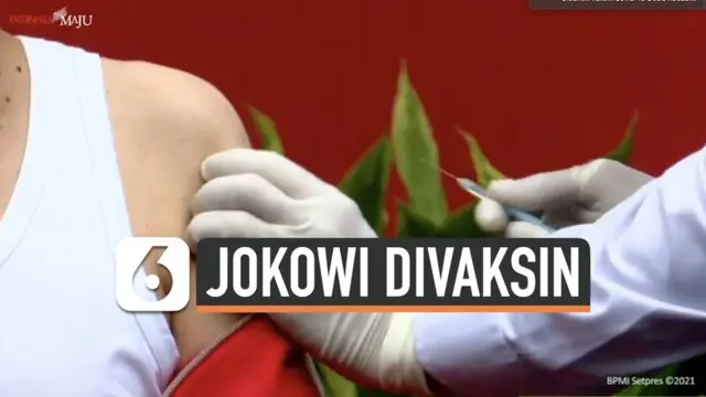 Presiden Joko Widodo menerima suntikan vaksin Covid-19 Sinovac dosis kedua. Penyuntikan vaksin dilakukan Rabu (27/1) pagi di Istana Merdeka Jakarta.
