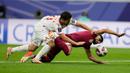 Qatar resmi jadi juara Grup A Piala Asia 2023 bukan saja karena meraih dua kemenangan, tetapi juga lantaran pada laga lain China bermain imbang 0-0 dengan Lebanon. (AP Photo/Aijaz Rahi)