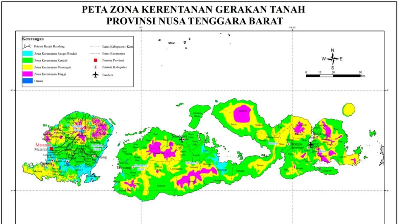 PVMBG Kementerian ESDM mengimbau masyarakat di tiga wilayah yakni Maluku, NTB dan NTT mewaspadai potensi terjadinya longsor dan banjir bandang/ aliran bahan rombakan.