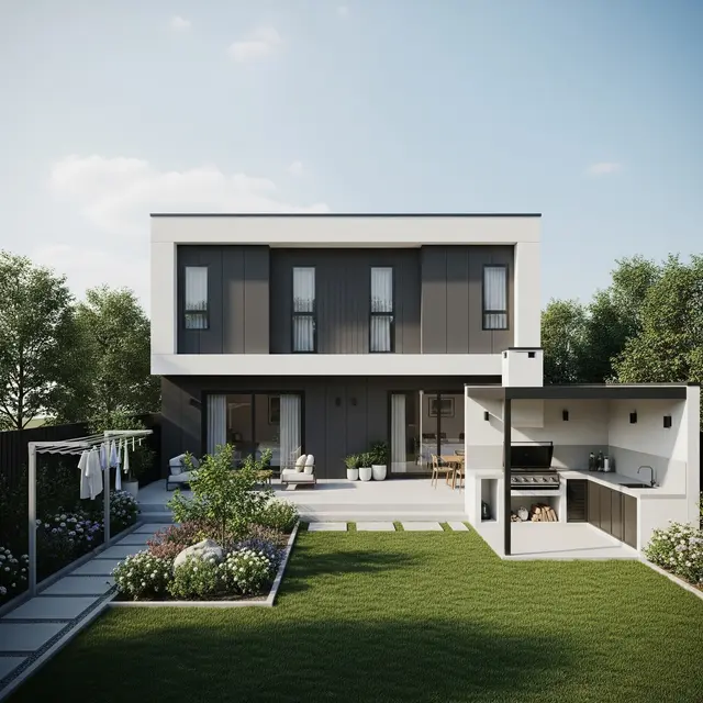 Desain Rumah Tipe 45 di Tanah Lebar Konsep Modern Sederhana