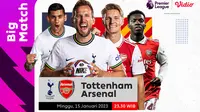 Jadwal dan Live Streaming Liga Inggris : Tottenham Vs Arsenal di Vidio, 15 Januari 2023