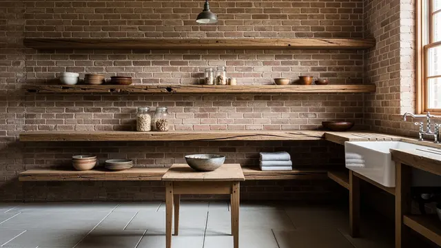 Desain Dapur dengan Ambalan Kayu yang Sedang Tren (AI Generated)