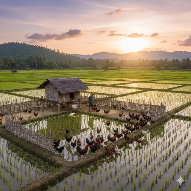 Model Usaha Ternak Campuran Sawah (Foto: Gemini AI)