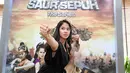 Dalam sinetron terbaru SCTV berjudul Saur Sepuh The Series, Sabina Katya didapuk menjadi Mantili. Sebelum menekuni terlibat dalam sinetron, ia lebih dikenal sebagai atlet wushu nasional. (Adrian Putra/Bintang.com)