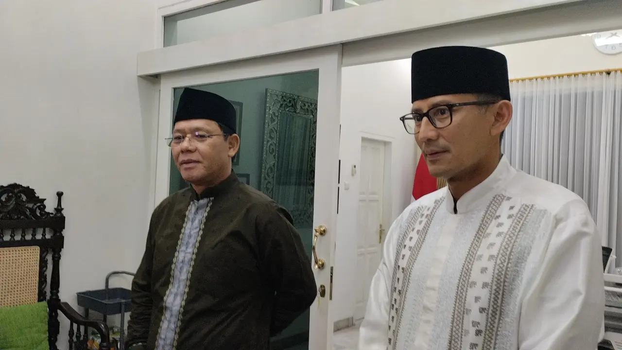 Plt Ketua Umum (Ketum) Partai Persatuan Pembangunan (PPP) Mardiono saat menerima silahturahmi Wakil Ketua Dewan Pembina Partai Gerindra Sandiaga Uno