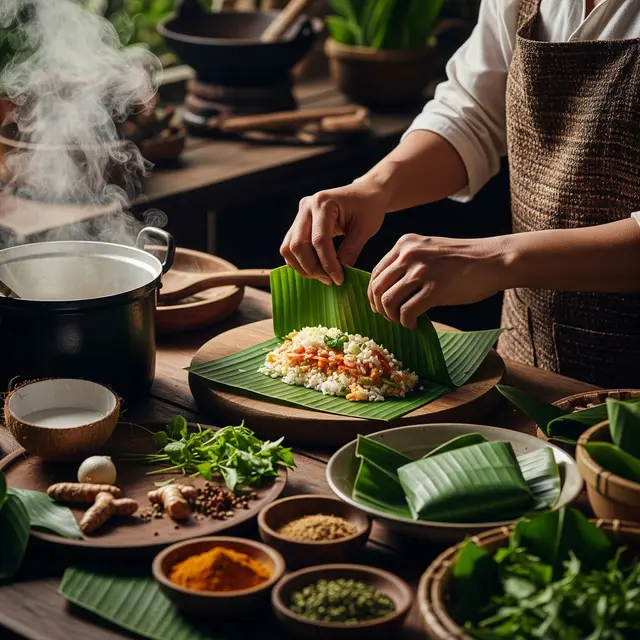 Mengolah Makanan dengan Daun Pisang (Gemini AI)